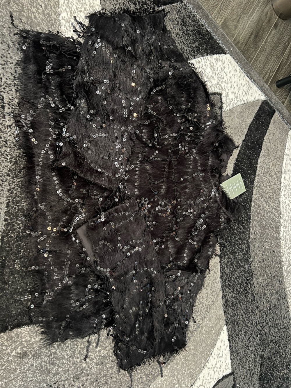 H&M Black Sequin Fringe Evening Top